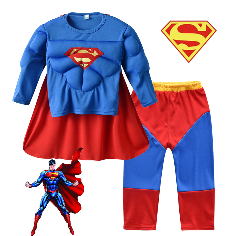 新款男童超人扮演服万圣节Superman cos漫威英雄联盟活动表演服装