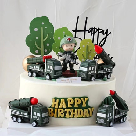 特种兵兵人军人男孩生日蛋糕装饰玩具导弹车坦克蛋糕配件摆件插牌