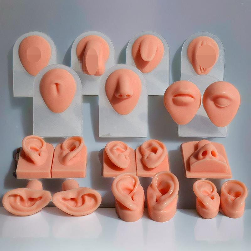 硅胶耳朵模型鼻子大嘴肚脐教学练习耳钉展示工具硅胶五官模型