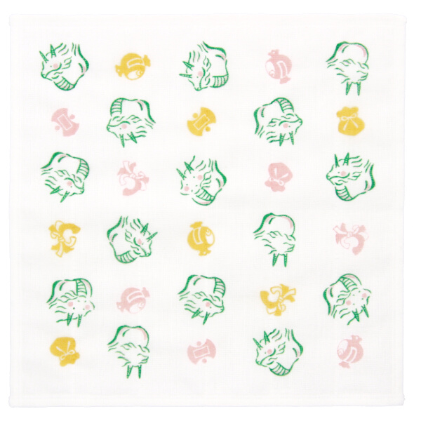 代购日本制棉正方形手帕生肖辰龙2024年新春达摩图案复古手绢