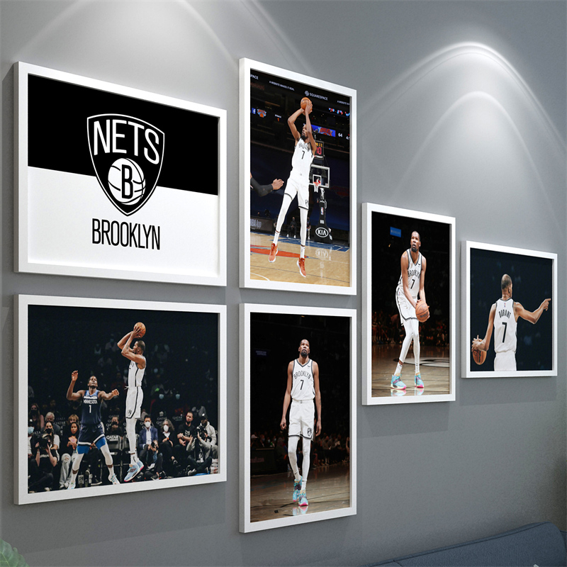 杜兰特NBA海报 科比詹姆斯篮网照片墙哈登欧文罗斯湖人火箭挂画