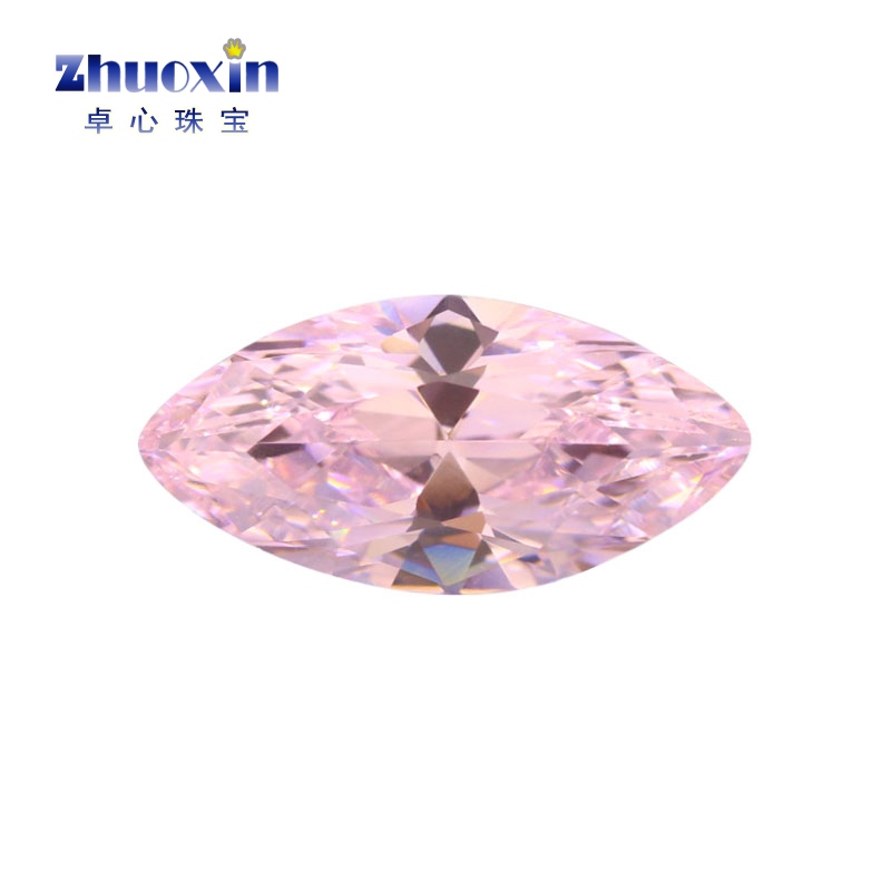 7A马眼形浅粉红色锆石裸石 合成立方氧化锆可镶嵌饰品主石配件diy