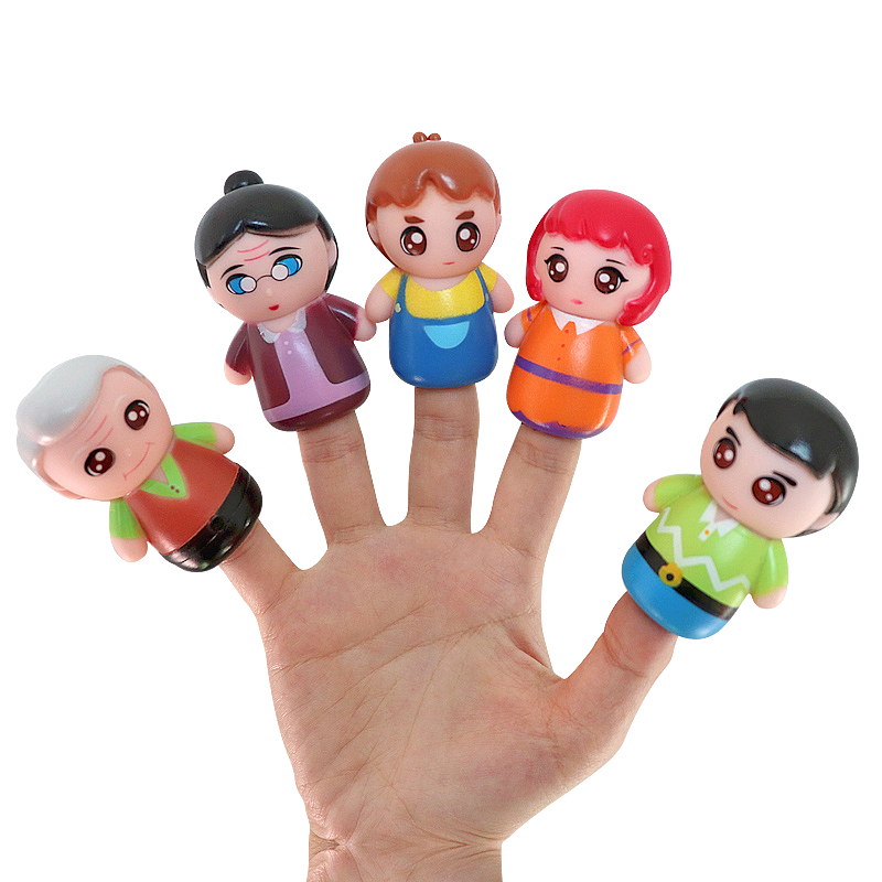 儿童手指玩偶套宝宝一家人玩具恐龙动物玩具幼儿园早教娃娃玩偶