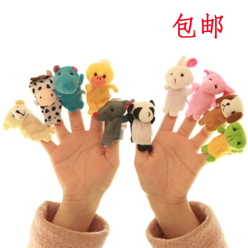 儿童亲子互动一家亲人动物指偶毛绒公仔手指玩偶动物手偶早教玩具
