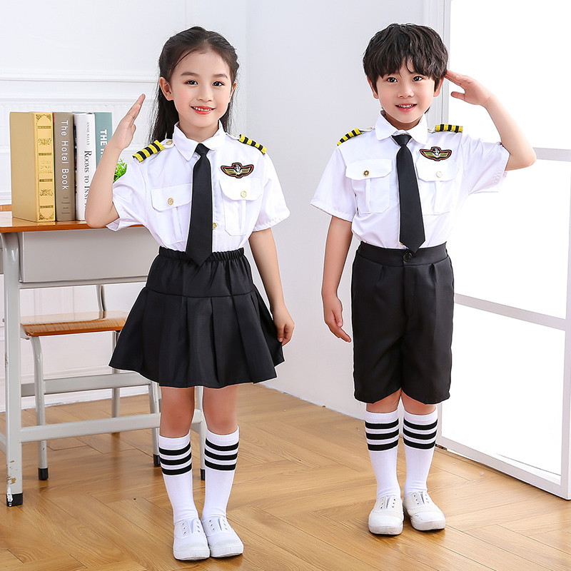 儿童空军空姐机长制服飞机师男女童空少服装航空飞行员表演出套装