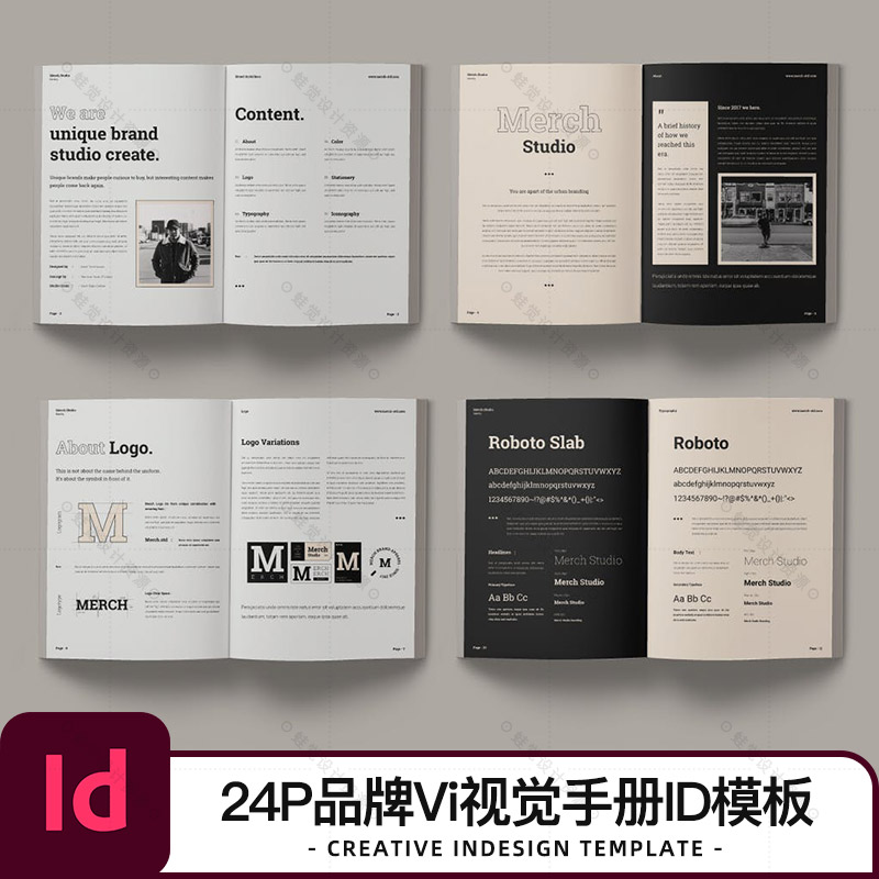 品牌vi视觉识别手册id模板书籍目录排版设计indesign源文件素材