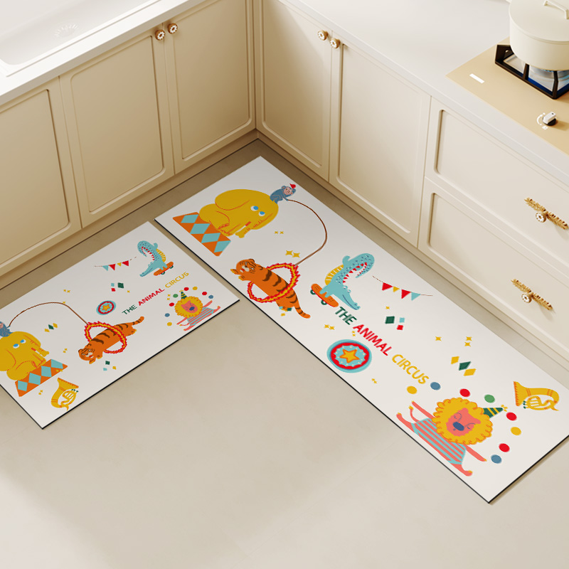 厂促卡通猫e咪厨房地垫耐脏防污防滑地毯矽藻泥吸水凉垫可擦防油