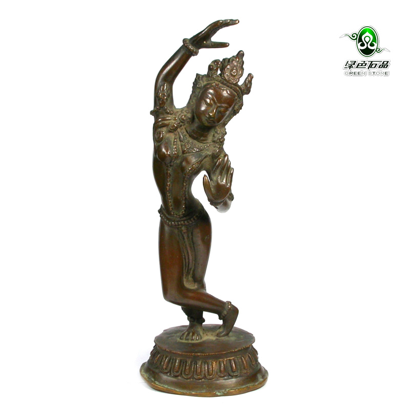 实物拍照mz3784 不还价百年尼泊尔回流供养天女善舞天女铜像