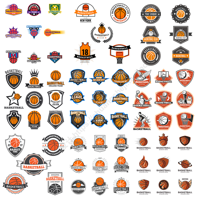 篮球元素标志 体育比赛队徽联队队标LOGO图标 AI格式矢量设计素材