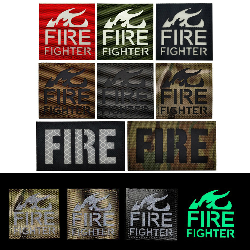 IR反光FIRE FIGHTER消防救火队员标志魔术贴臂章徽章胸章士气包章