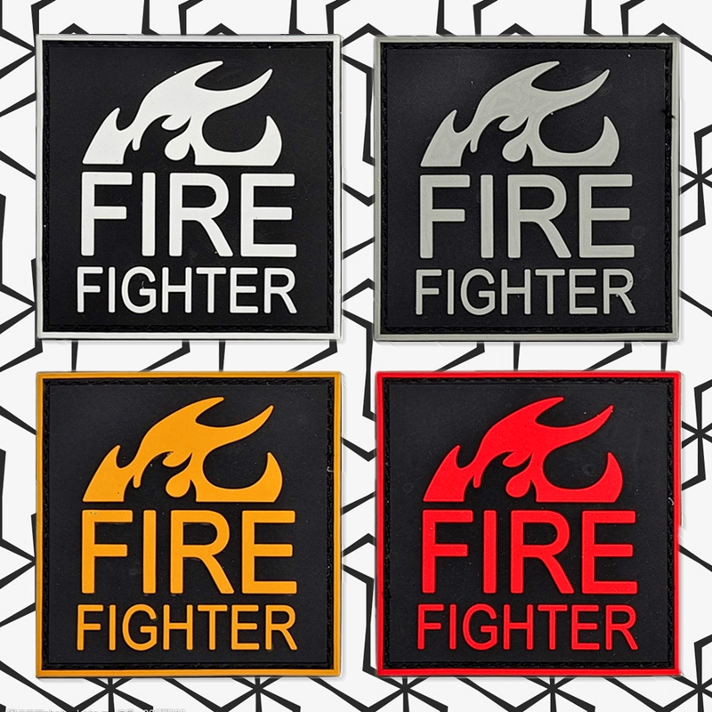 DIY正方形fire fighter消防队员魔术贴徽章PVC军迷士气章战术臂章
