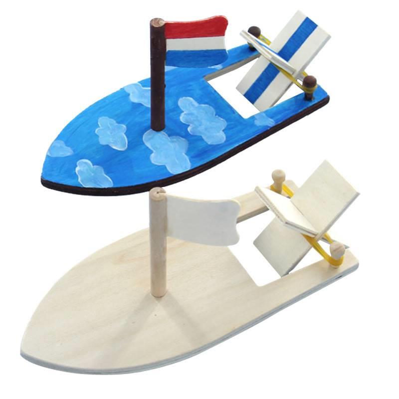 儿童diy自制木帆船橡皮筋动力船科技小制作创意手工小发明材料包