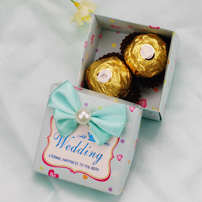 费列罗巧克力喜糖成品2粒 西式蒂芙尼兰皇冠方盒 婚礼三八节礼物