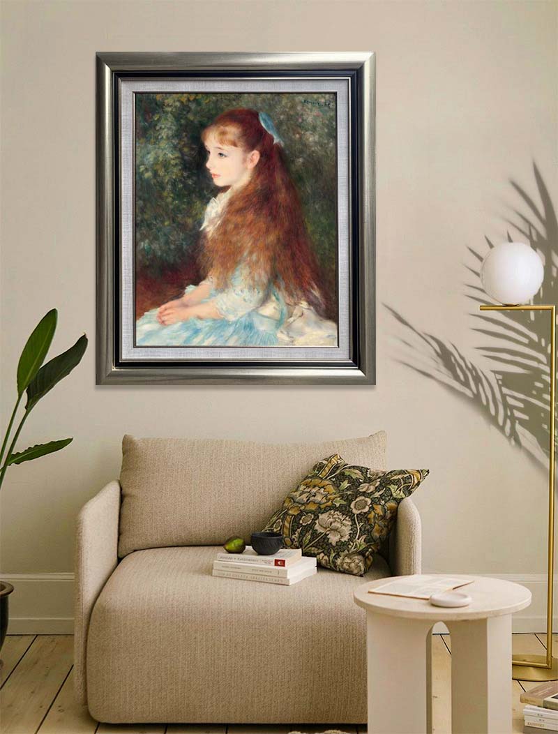 雷诺阿名画小艾琳纯手绘人物肖像油画客厅卧室欧式挂画美女装饰画