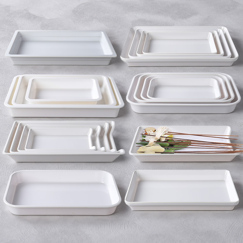 密胺长方形塑料卤菜凉菜拼盘商用展示盘熟食盘鸭货摆盘串串香托盘