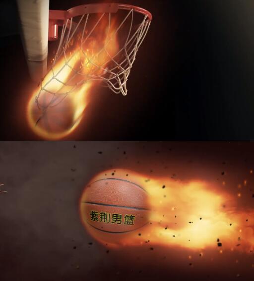 炫酷大气篮球体育比赛运动火焰尾翼投篮灌篮动画效果片头ae模板