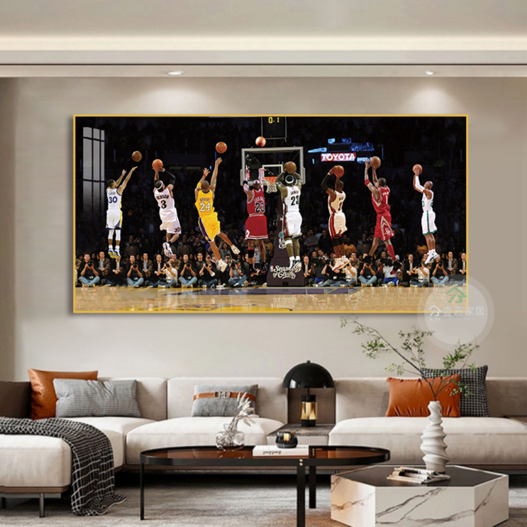 NBA众星投篮客厅装饰画背景墙乔丹科比篮球球星绝杀壁画人物挂画