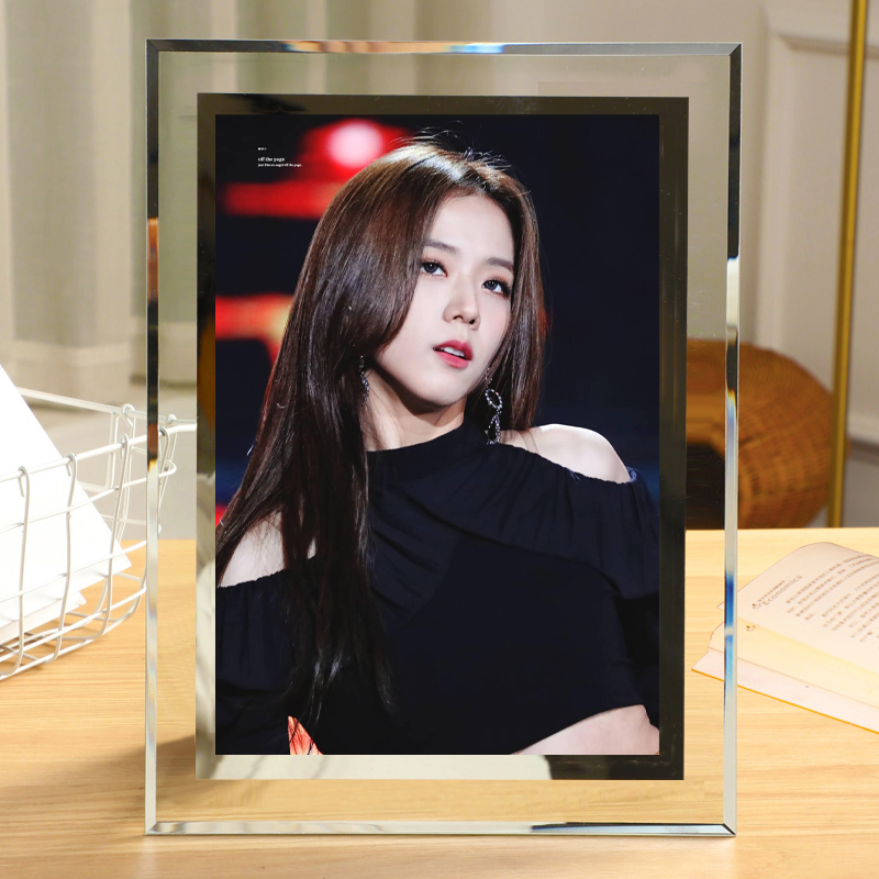 金智秀jisoo水晶相框 含6寸照片 blackpink明星周边玻璃摆台画框