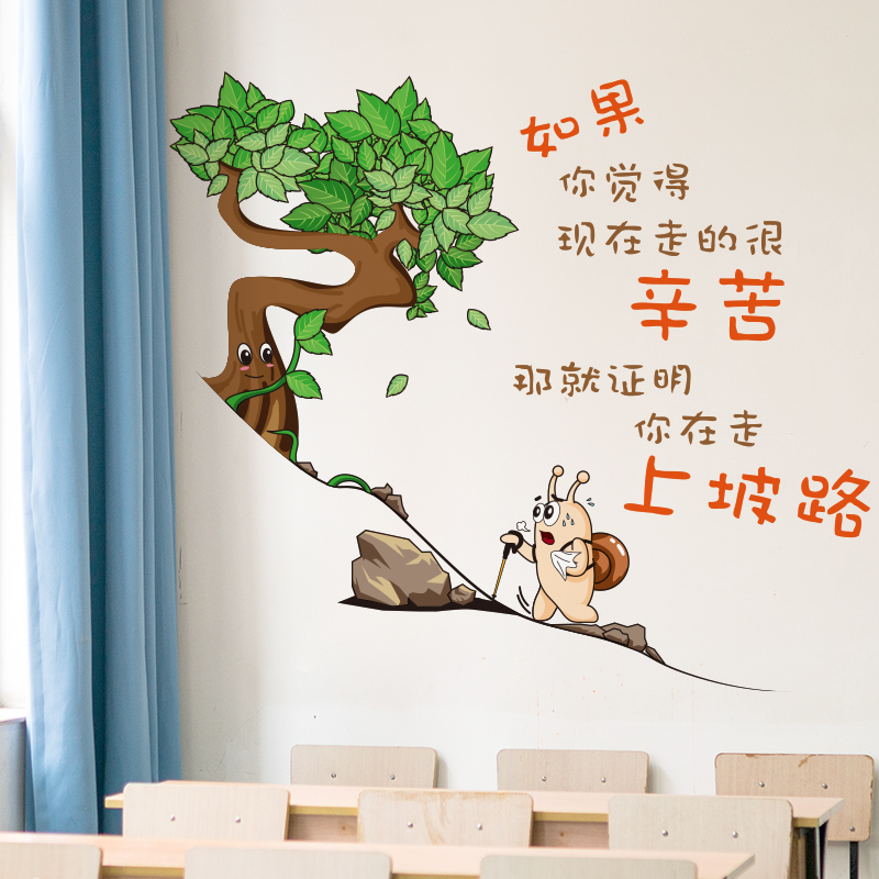 励志语录贴纸装饰教室文化墙班级布置小学初中墙贴画自粘学习标语