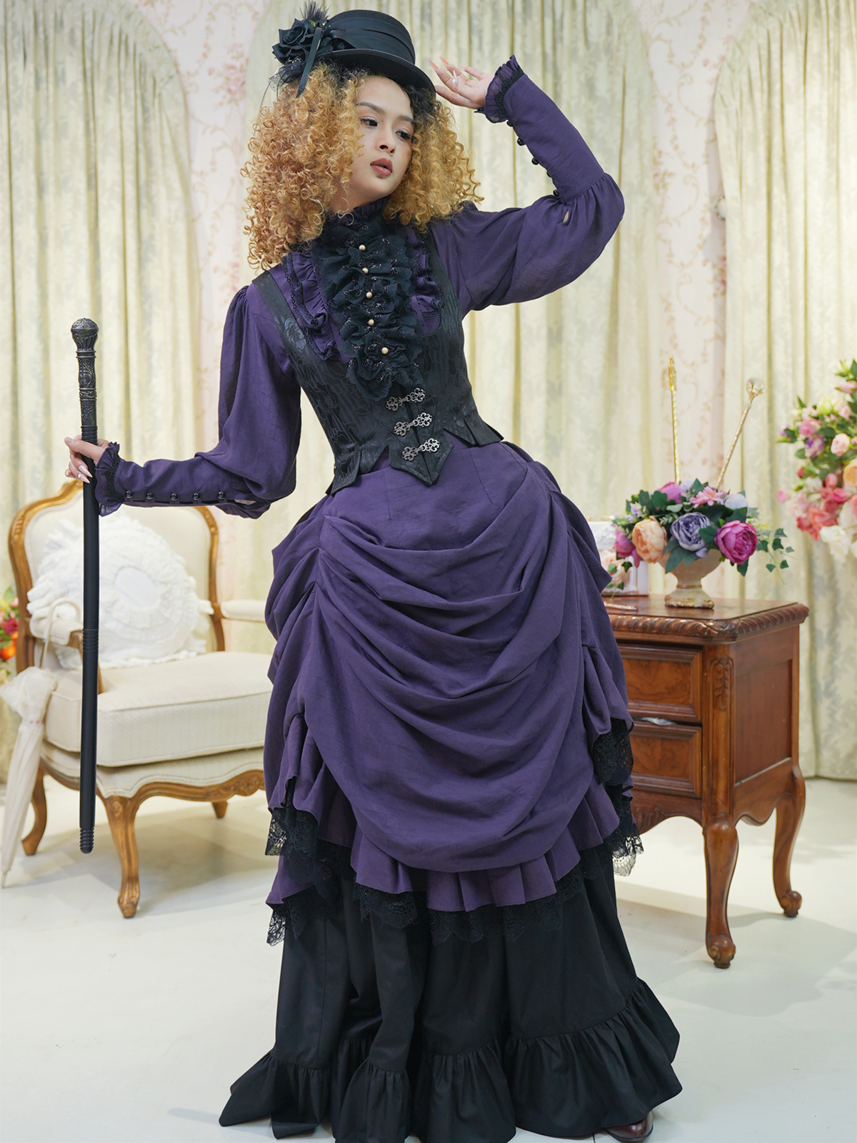 【Lace Garden】高定《紫夜幽兰》维多利亚巴斯尔古董礼裙lolita