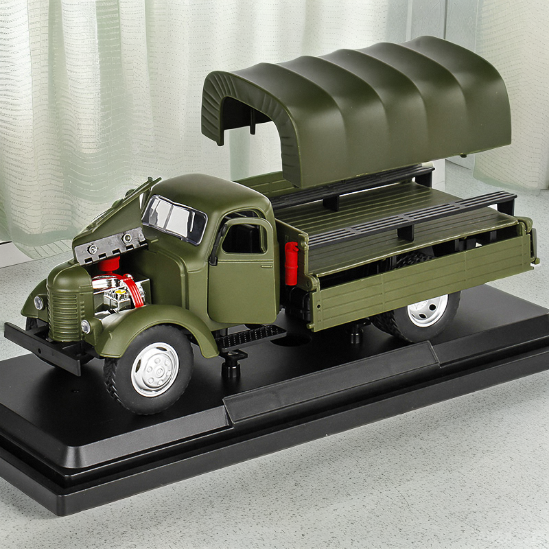 仿真1:36解放军事合金CA10货物汽车模型运输卡车回力声光玩具