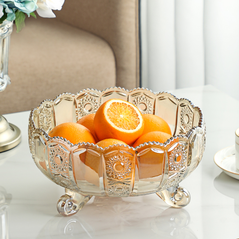 水果盘家用客厅盘子水晶玻璃果盘大号新款高端轻奢高档零食干果盘