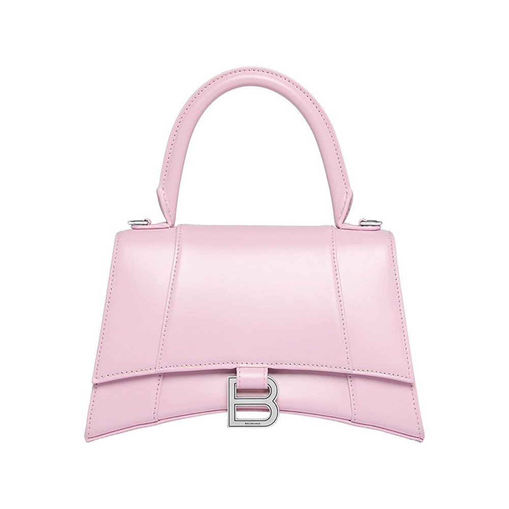 Balenciaga/巴黎世家 女士小号亮面粉色小牛皮沙漏手提包