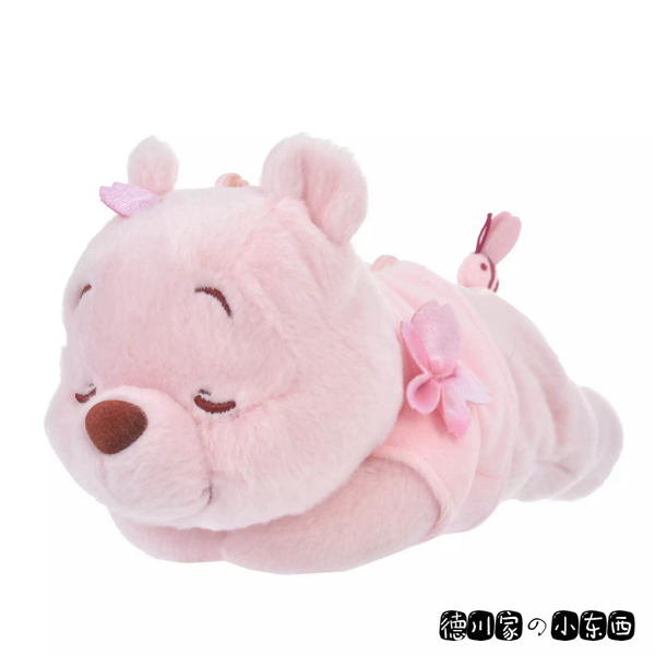 日本代购 小熊维尼与小猪 2024年 樱花 粉色 可爱 毛绒公仔 笔袋