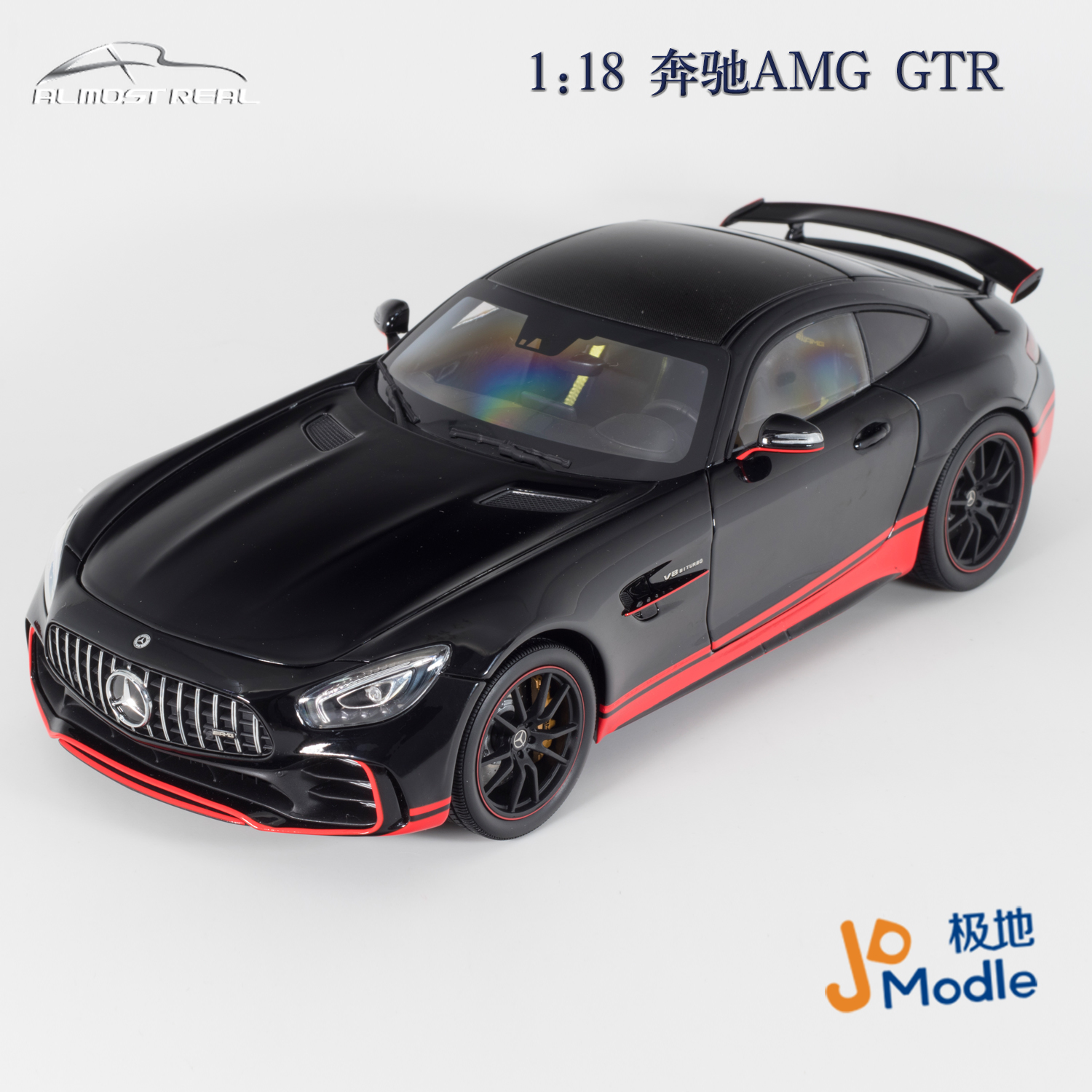 Almost Real 1:18 奔驰AMG GTR 黑色 合金全开车门 汽车模型