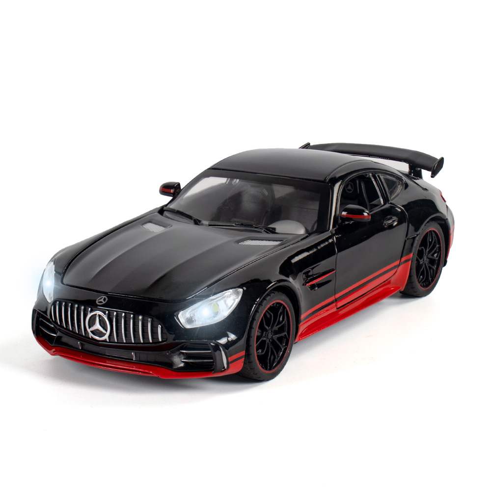 新款 （彩盒）1:24合金奔驰GTR黑色版 灯光音效玩具车模