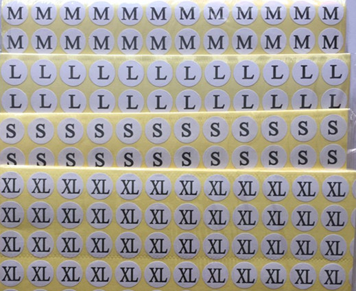 S/M/L/XL/XXL服装码数贴纸尺码标签13mm贴纸不干胶2元/包