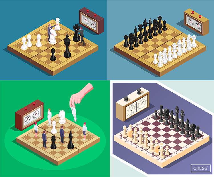 国际象棋插画 西洋棋对弈棋类游戏比赛棋盘 AI格式矢量设计素材
