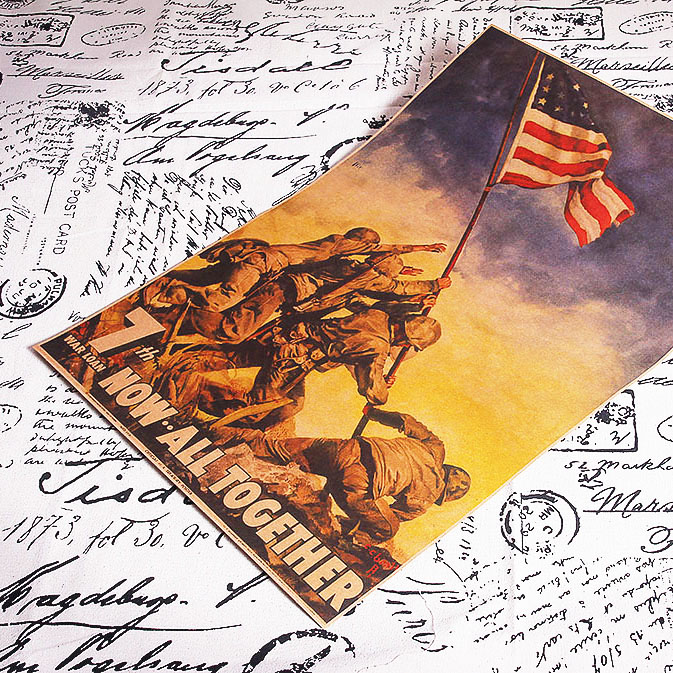 父辈的旗帜海报二战美国宣传海报美军硫磺岛战役纪念挂图
