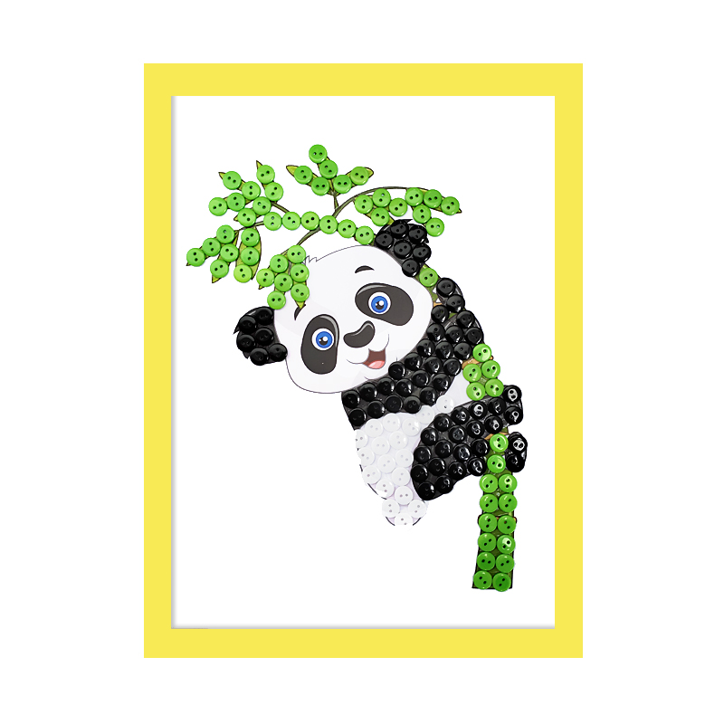 六一儿童手工DIY制作扣子画材料卡通动物熊猫幼儿园创意纽扣画
