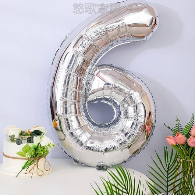 -数字宝宝卡通寸气球大号铝膜90铝箔布置生日派对32银色装饰气球