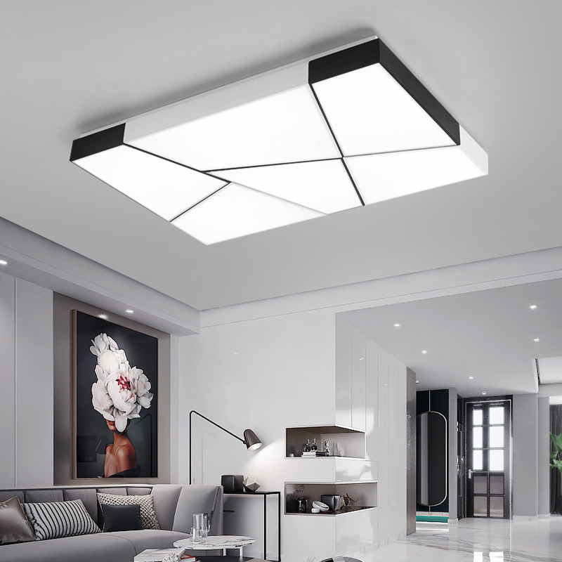 2024新款创意北欧长方形led客厅卧室灯黑白简约大气现代吸顶灯