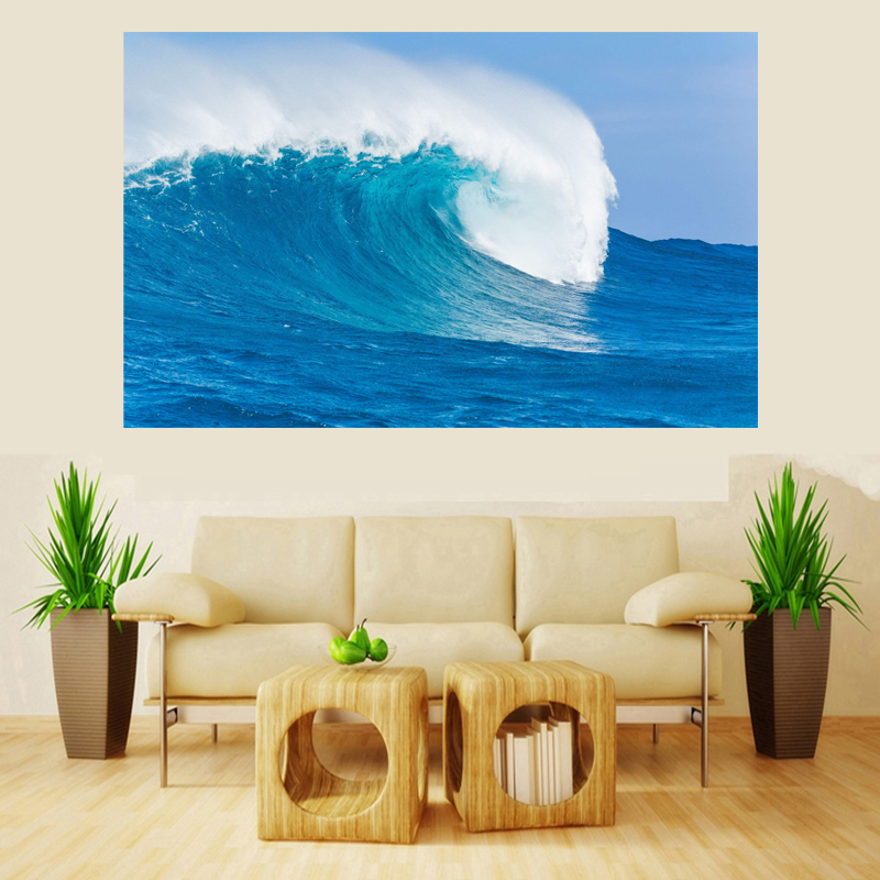 现代装饰画 美图大海海浪壁纸贴画 壁画海报蓝色浪花贴图海景摄影