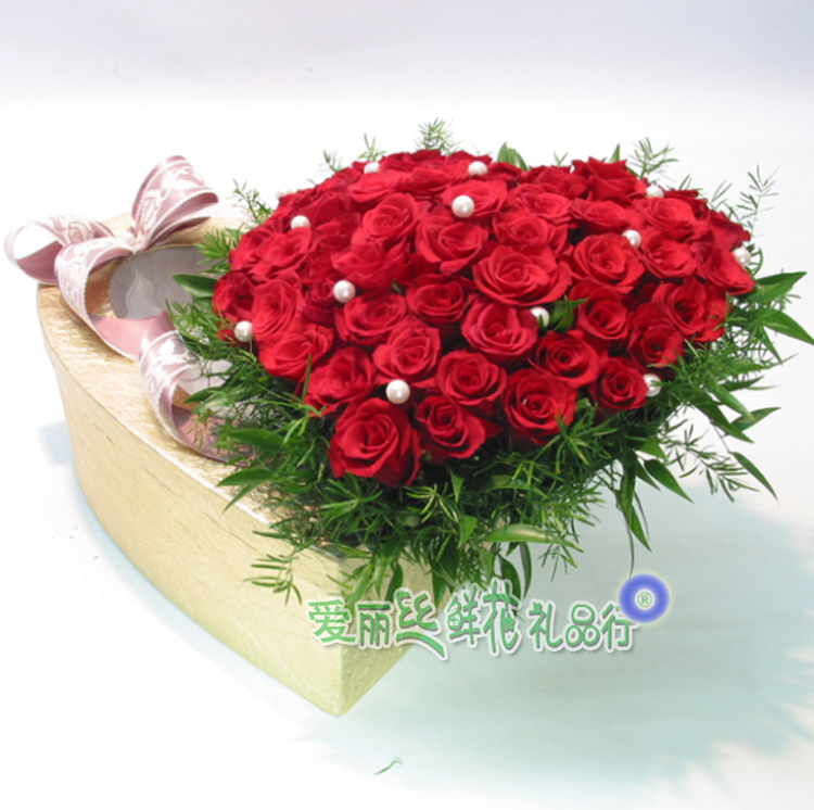 红玫瑰礼盒鲜花花束价格鲜花礼盒女朋友过生日送鲜花图片订花