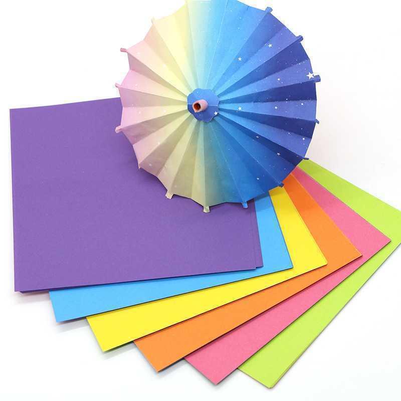 15厘米双面双色渐变彩虹之星正方形儿童彩色印花折纸雨伞叠纸