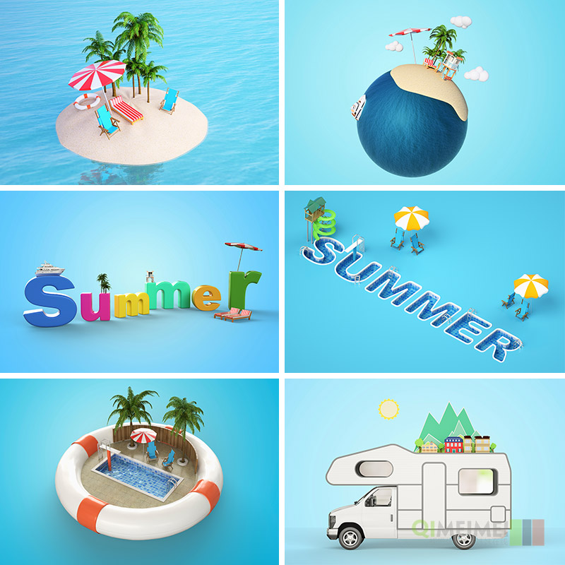 夏天summer大海沙滩泳池旅行元素png免抠海报背景设计素材952001