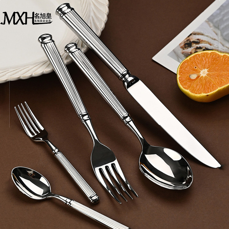 MXH欧式罗马柱刀叉套装304不锈钢牛排刀叉西餐餐具三件套装叉勺子
