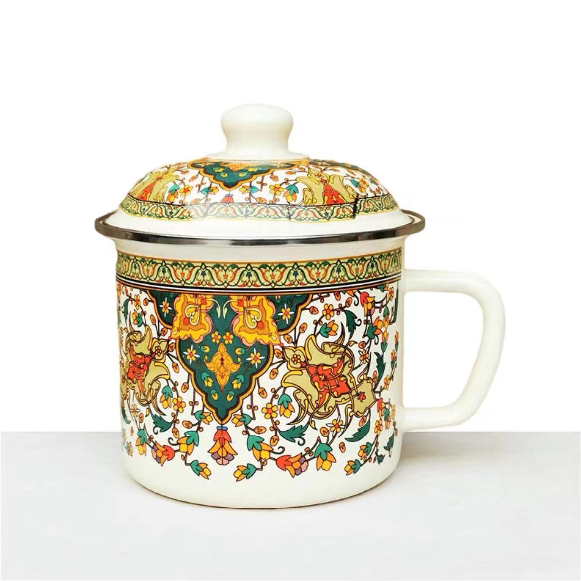 珐琅搪瓷12厘米杯复古风芳香系列大搪瓷茶杯加大搪瓷缸凉水缸子