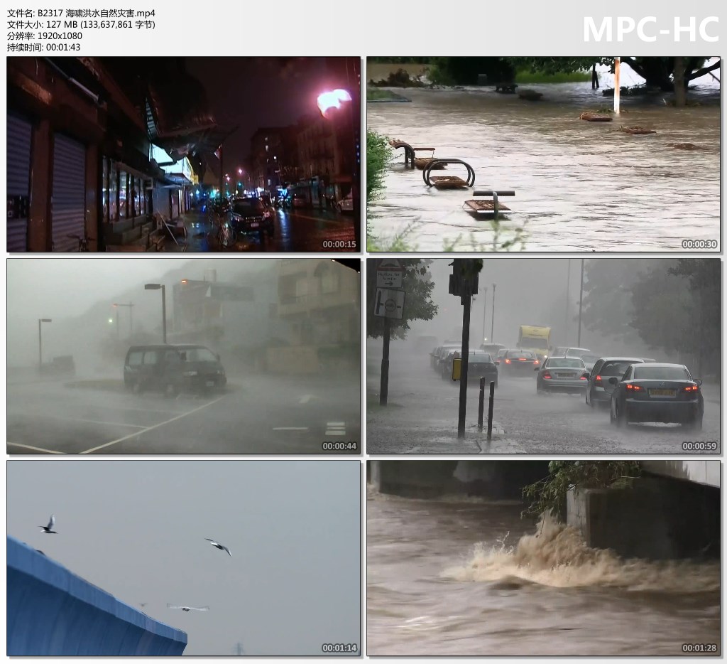 城市水灾暴雨台风海啸洪涝农村恶劣天气狂风暴雨自然灾害视频素材