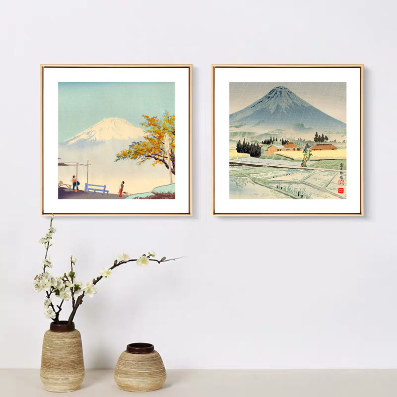 日式风格装饰画现代简约日本料理店挂画浮世绘富士山壁画榻榻米画