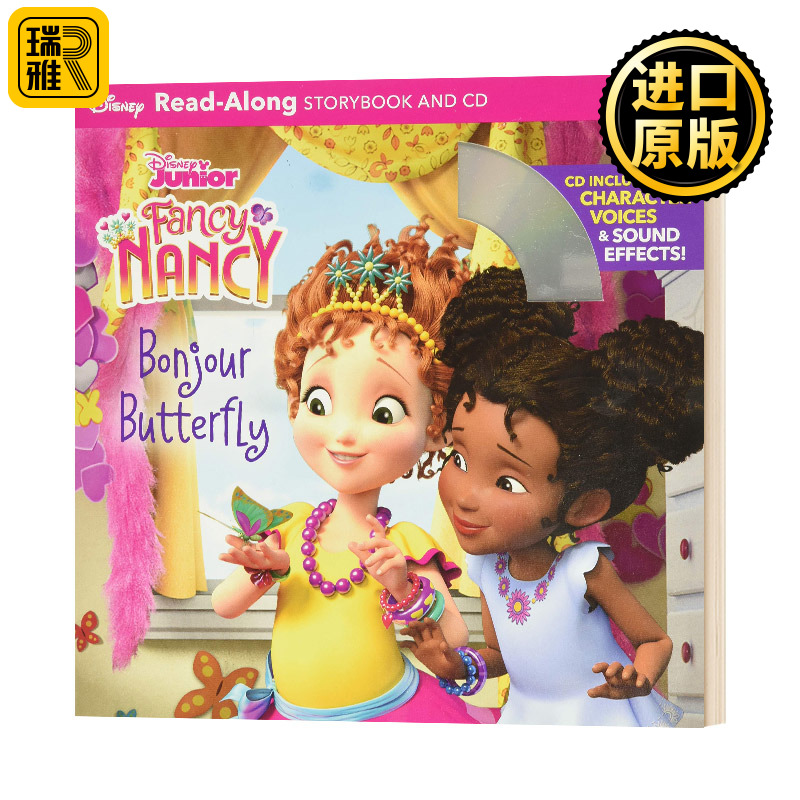漂亮的南希 你好姑娘朗读故事 英文原版 Fancy Nancy Read-Along Storybook and CD Bonjour Butterfly  全英文版进口英语书籍