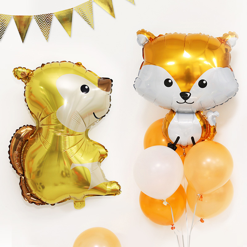 卡通铝膜气球萌款可爱恐龙动物松鼠刺猬熊猫狐狸小浣熊铝箔汽球