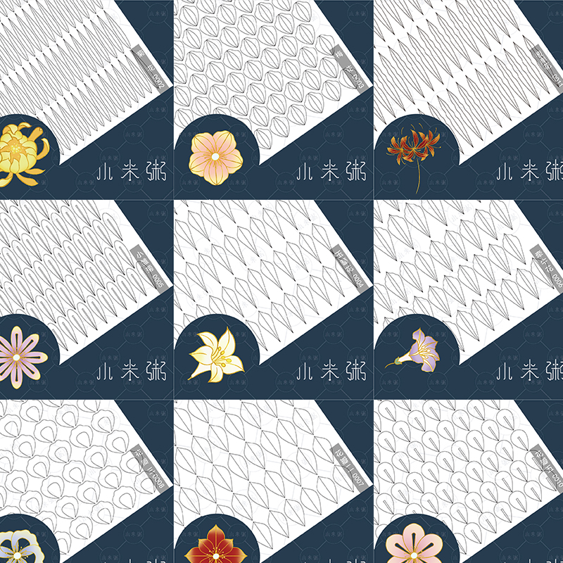 手工diy缠花纸模花瓣系列小米粥一期原创设计图纸（0001-0011）