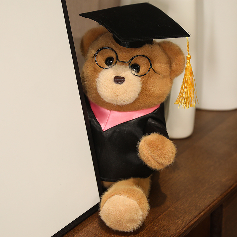 毕业公仔小熊学士服玩偶定制LOGO硕士毕业娃娃博士帽校服大学礼物