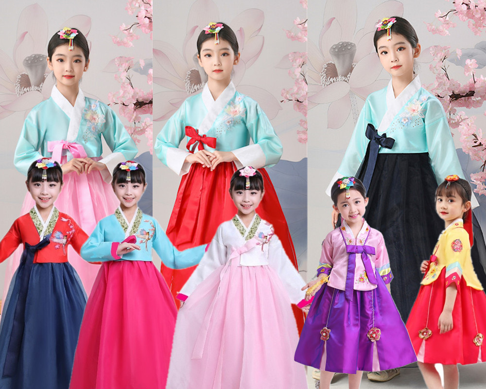 男女童韩服韩国幼儿宝宝朝鲜族舞蹈民族服运动会走秀表演出服写真