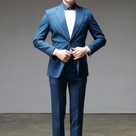 韩国正品修身西装蓝色西服套装男士新郎结婚礼服职业正装西装套